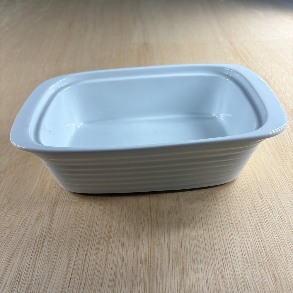 White Ceramic Rectangular Baking Dish Casserole Stoneware Serving Pan 10in